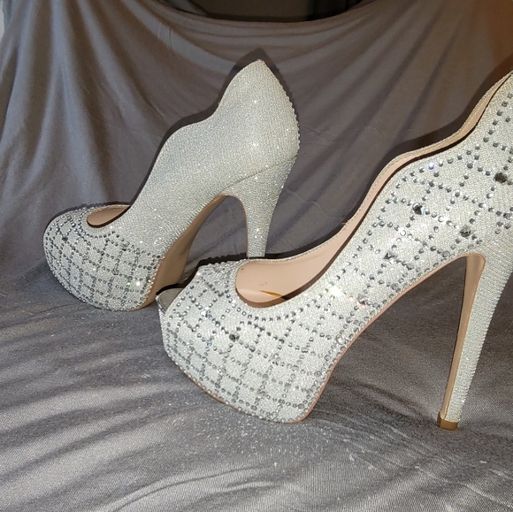 De Blossom Collection silver platform heel - Picture 2 of 9